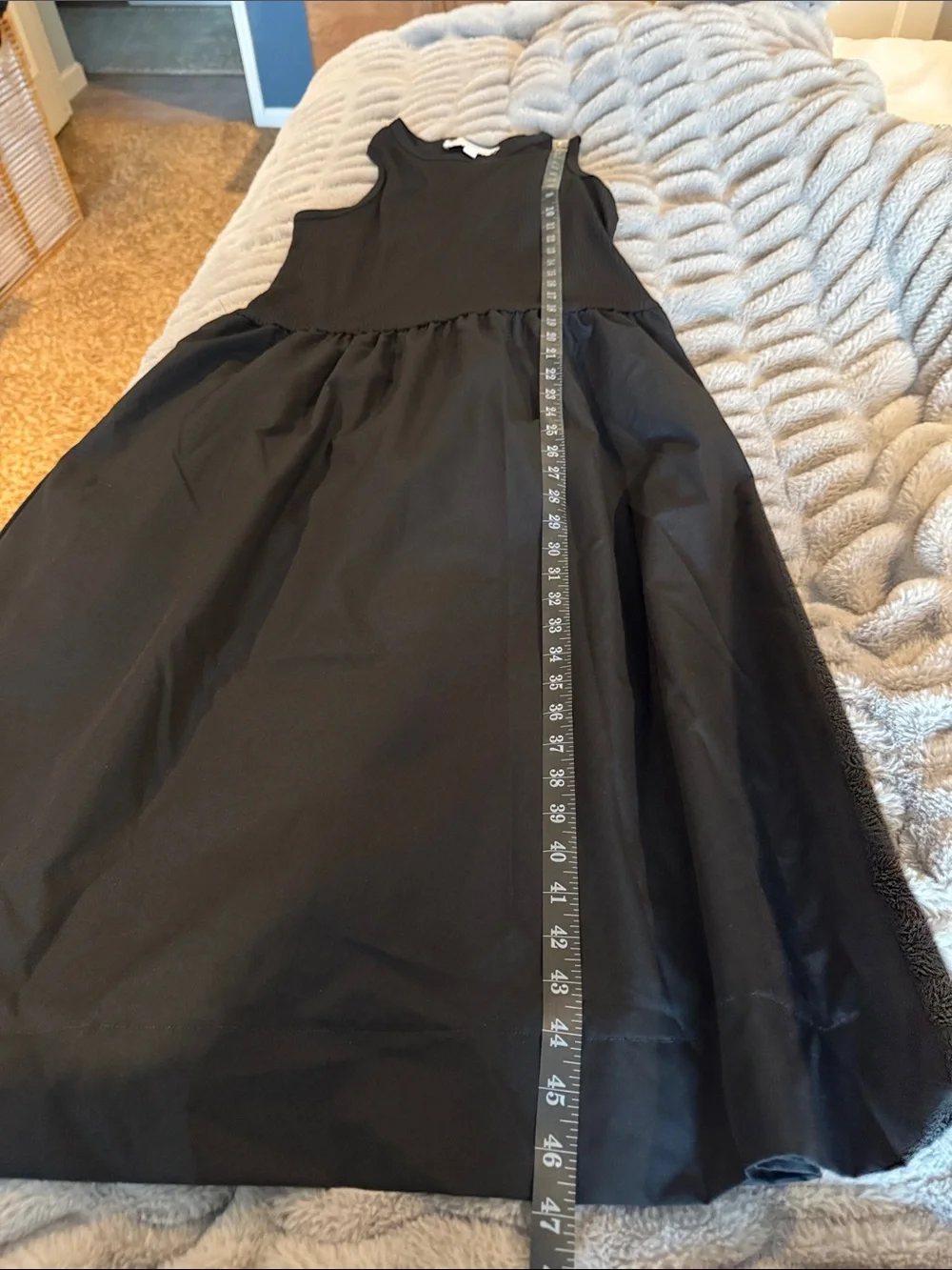 Emma & Michele Black Ribbed Tank Dress with Full Drop Waist Skirt